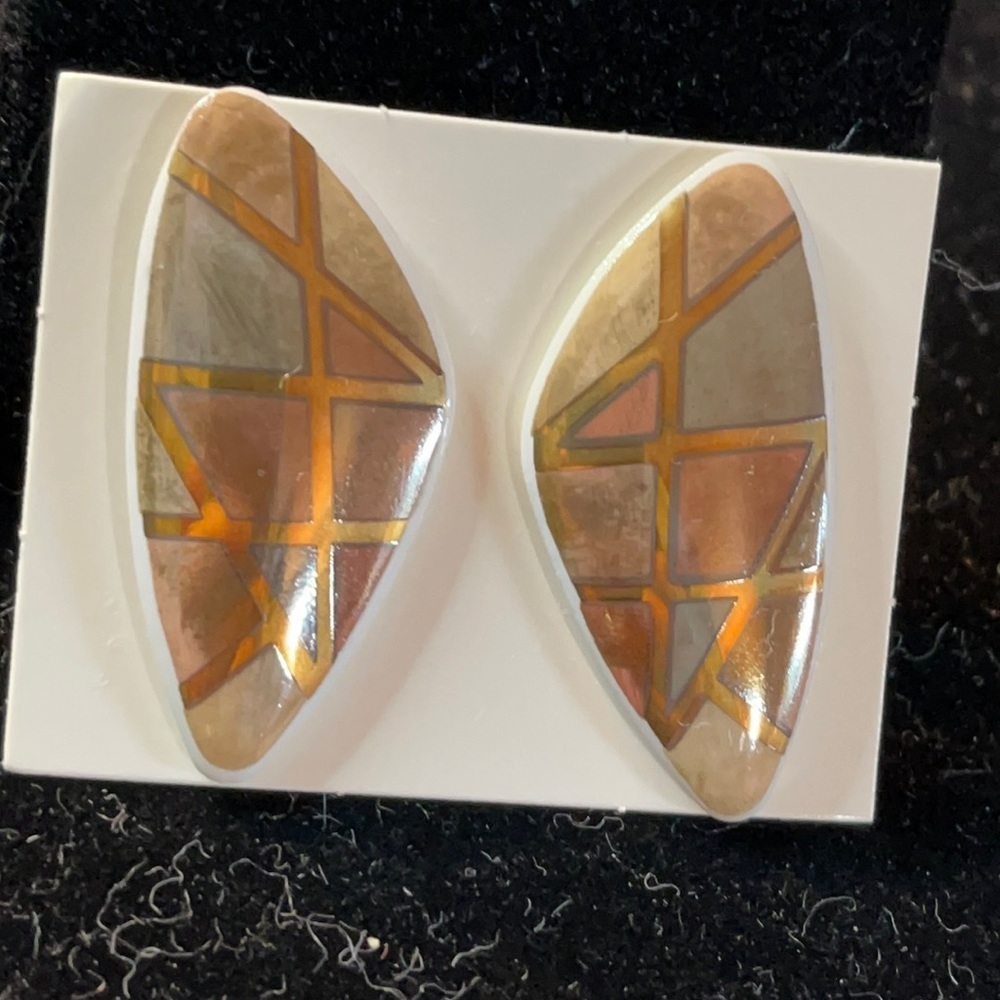 Avon (1990) Vintage Porcelain Mosaic Pierced Earrings